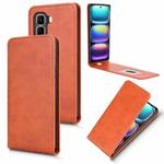 For Infinix Hot 50 Pro 4G Magnetic Vertical Flip Leather Phone Case(Brown)