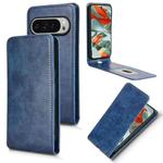 For Google Pixel 9 Magnetic Vertical Flip Leather Phone Case(Blue)