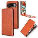 For Google Pixel 9 Pro XL Magnetic Vertical Flip Leather Phone Case(Brown)