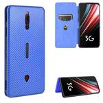 For ZTE nubia Red Magic 5S Carbon Fiber Texture Horizontal Flip TPU + PC + PU Leather Case with Card Slot(Blue)