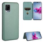 For ZTE Axon 11 5G Carbon Fiber Texture Horizontal Flip TPU + PC + PU Leather Case with Card Slot(Green)