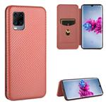 For ZTE Axon 11 5G Carbon Fiber Texture Horizontal Flip TPU + PC + PU Leather Case with Card Slot(Brown)