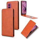 For Motorola Moto G55 5G Magnetic Vertical Flip Leather Phone Case(Brown)