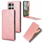 For Motorola Moto G75 5G Magnetic Vertical Flip Leather Phone Case(Rose Gold)