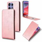 For Motorola Edge 50 Pro 5G Magnetic Vertical Flip Leather Phone Case(Rose Gold)