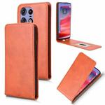 For Motorola Edge 50 Pro 5G Magnetic Vertical Flip Leather Phone Case(Brown)