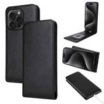 For iPhone 15 Pro Magnetic Vertical Flip Leather Phone Case(Black)