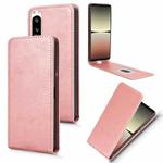 For Sony Xperia 5 IV Magnetic Vertical Flip Leather Phone Case(Rose Gold)