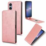 For Sony Xperia 5 V Magnetic Vertical Flip Leather Phone Case(Rose Gold)