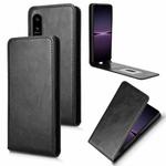 For Sony Xperia 1 IV Magnetic Vertical Flip Leather Phone Case(Black)