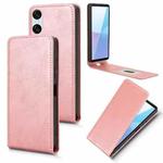 For Sony Xperia 10 VI Magnetic Vertical Flip Leather Phone Case(Rose Gold)