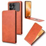 For Xiaomi Poco F6 Pro / Redmi K70 / K70 Pro Magnetic Vertical Flip Leather Phone Case(Brown)