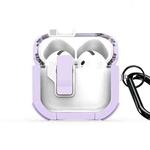 For AirPods 4 DUX DUCIS PECN Series Split Two-color Transparent Earphone Case with Hook(Purple White)