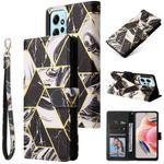 For Redmi Note 12 4G Marble Bronzing Stitching Leather Phone Case(Black)