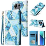 For Redmi Note 13 4G Marble Bronzing Stitching Leather Phone Case(Blue)