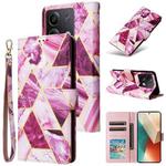 For Redmi Note 13 5G Global Marble Bronzing Stitching Leather Phone Case(Purple)