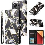 For Redmi Note 13 Pro 4G Marble Bronzing Stitching Leather Phone Case(Black)