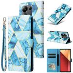 For Redmi Note 13 Pro 4G Marble Bronzing Stitching Leather Phone Case(Blue)