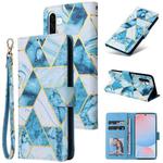For Samsung Galaxy A56 5G Marble Bronzing Stitching Leather Phone Case(Blue)