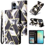 For Samsung Galaxy A07 4G / 5G Marble Bronzing Stitching Leather Phone Case(Black)