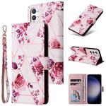 For Samsung Galaxy S25 5G Marble Bronzing Stitching Leather Phone Case(Rose Gold)