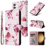 For Samsung Galaxy S25+ 5G Marble Bronzing Stitching Leather Phone Case(Rose Gold)