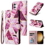 For Samsung Galaxy S25+ 5G Marble Bronzing Stitching Leather Phone Case(Purple)