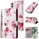 For Samsung Galaxy S25 FE 5G Marble Bronzing Stitching Leather Phone Case(Rose Gold)
