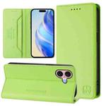 For iPhone 16 Plus RC01 Dual-Folded Magnetic Suction RFID Leather Phone Case(Grass Green)