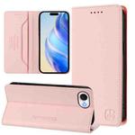 For iPhone SE 2024 RC01 Dual-Folded Magnetic Suction RFID Leather Phone Case(Pink)