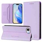 For iPhone SE 2024 RC01 Dual-Folded Magnetic Suction RFID Leather Phone Case(Light Purple)