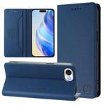 For iPhone SE 2024 RC01 Dual-Folded Magnetic Suction RFID Leather Phone Case(Dark Blue)