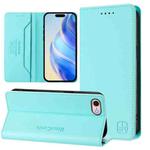 For iPhone 7 / 8 / SE 2022 RC01 Dual-Folded Magnetic Suction RFID Leather Phone Case(Mint Green)