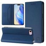 For iPhone 7 / 8 / SE 2022 RC01 Dual-Folded Magnetic Suction RFID Leather Phone Case(Dark Blue)