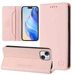 For iPhone 13 mini RC01 Dual-Folded Magnetic Suction RFID Leather Phone Case(Pink)