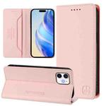 For iPhone 12 mini RC01 Dual-Folded Magnetic Suction RFID Leather Phone Case(Pink)