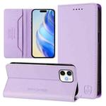For iPhone 12 mini RC01 Dual-Folded Magnetic Suction RFID Leather Phone Case(Light Purple)