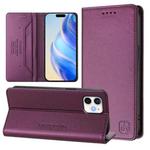 For iPhone 12 mini RC01 Dual-Folded Magnetic Suction RFID Leather Phone Case(Violet)