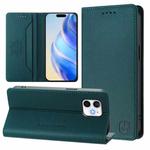 For iPhone 11 RC01 Dual-Folded Magnetic Suction RFID Leather Phone Case(Dark Green)