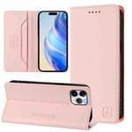 For iPhone 11 Pro RC01 Dual-Folded Magnetic Suction RFID Leather Phone Case(Pink)