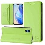 For iPhone X / XS RC01 Dual-Folded Magnetic Suction RFID Leather Phone Case(Grass Green)