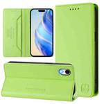 For iPhone XR RC01 Dual-Folded Magnetic Suction RFID Leather Phone Case(Grass Green)