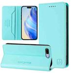 For iPhone 7 Plus / 8 Plus RC01 Dual-Folded Magnetic Suction RFID Leather Phone Case(Mint Green)