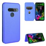 For LG G8s ThinQ Carbon Fiber Texture Horizontal Flip TPU + PC + PU Leather Case with Card Slot(Blue)