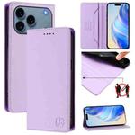 For iPhone 17 Pro RC01 Dual-Folded Magnetic Suction RFID Leather Phone Case(Light Purple)