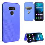 For LG Harmony 4 Carbon Fiber Texture Horizontal Flip TPU + PC + PU Leather Case with Card Slot(Blue)