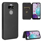 For LG K31 Carbon Fiber Texture Horizontal Flip TPU + PC + PU Leather Case with Card Slot(Black)