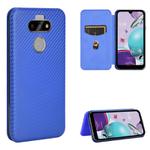 For LG K31 Carbon Fiber Texture Horizontal Flip TPU + PC + PU Leather Case with Card Slot(Blue)