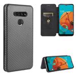 For LG K51 / Q51 Carbon Fiber Texture Horizontal Flip TPU + PC + PU Leather Case with Card Slot(Black)