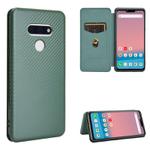 For LG Style 3 L-41 Carbon Fiber Texture Horizontal Flip TPU + PC + PU Leather Case with Card Slot(Green)